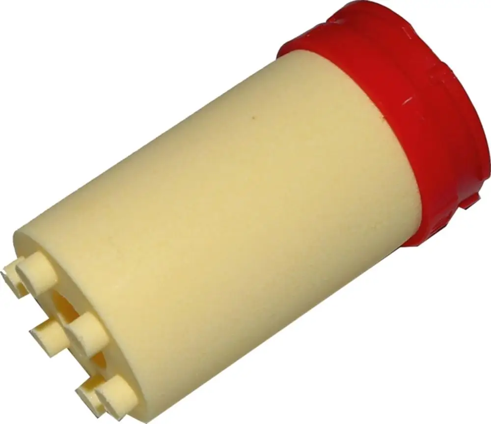 Ersatzpatrone für Ölfilter in neutraler Farbe mit rotem Verschluss, geeignet für verschiedene Modelle, einschließlich Wolf.